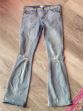Kendall & Kylie Light Blue Distressed Flare Jeans
